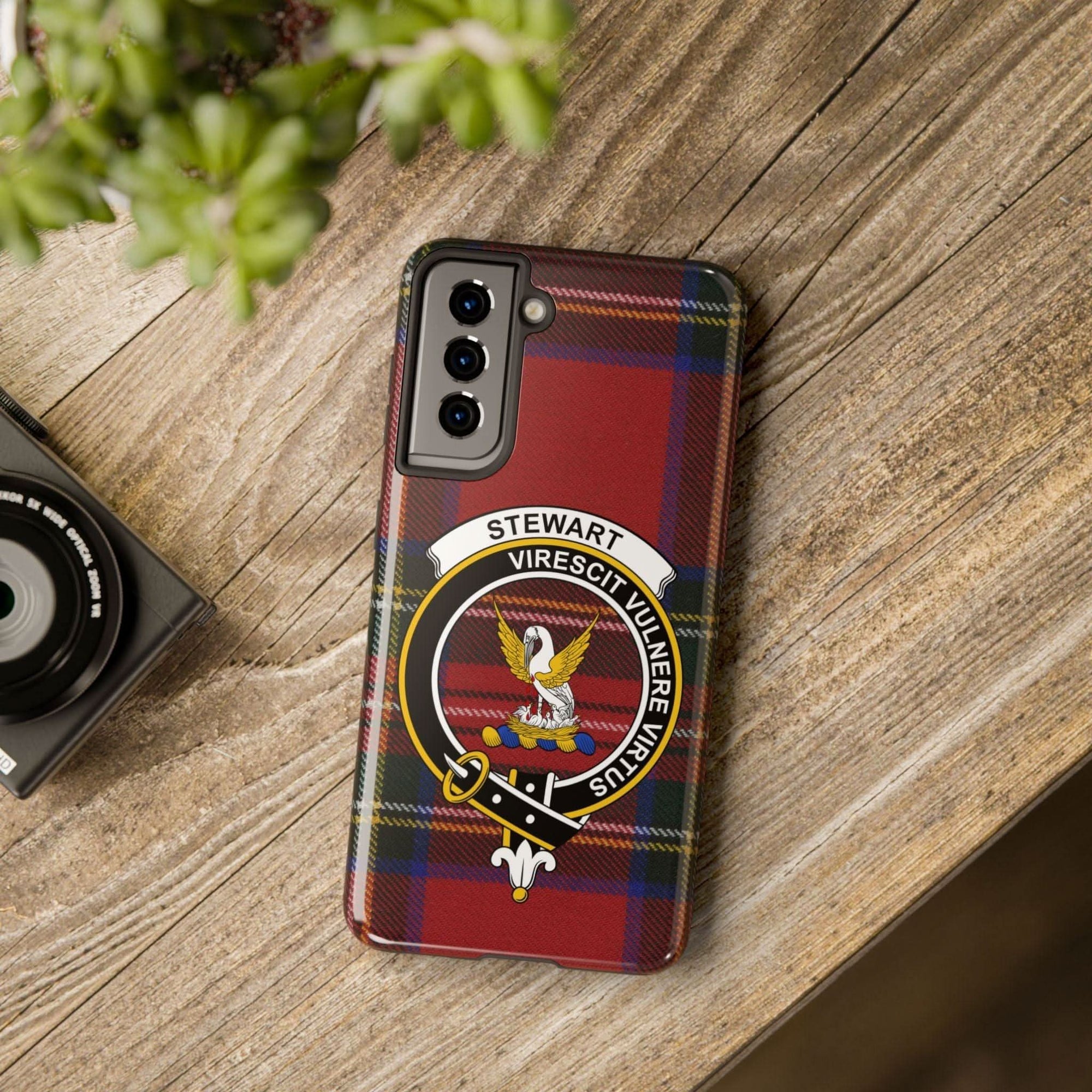 Stewart Tartan Clan Crest Cell Phone Case - Celtic Ancestry Gifts