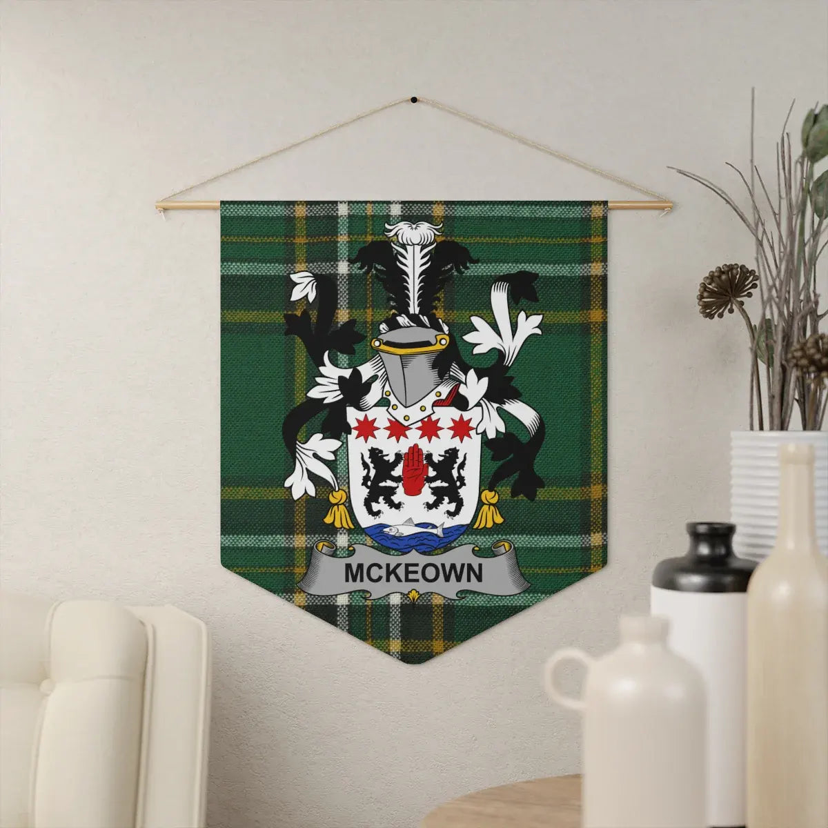 McKeown Family Crest Tartan Wall Hanging Banner product type