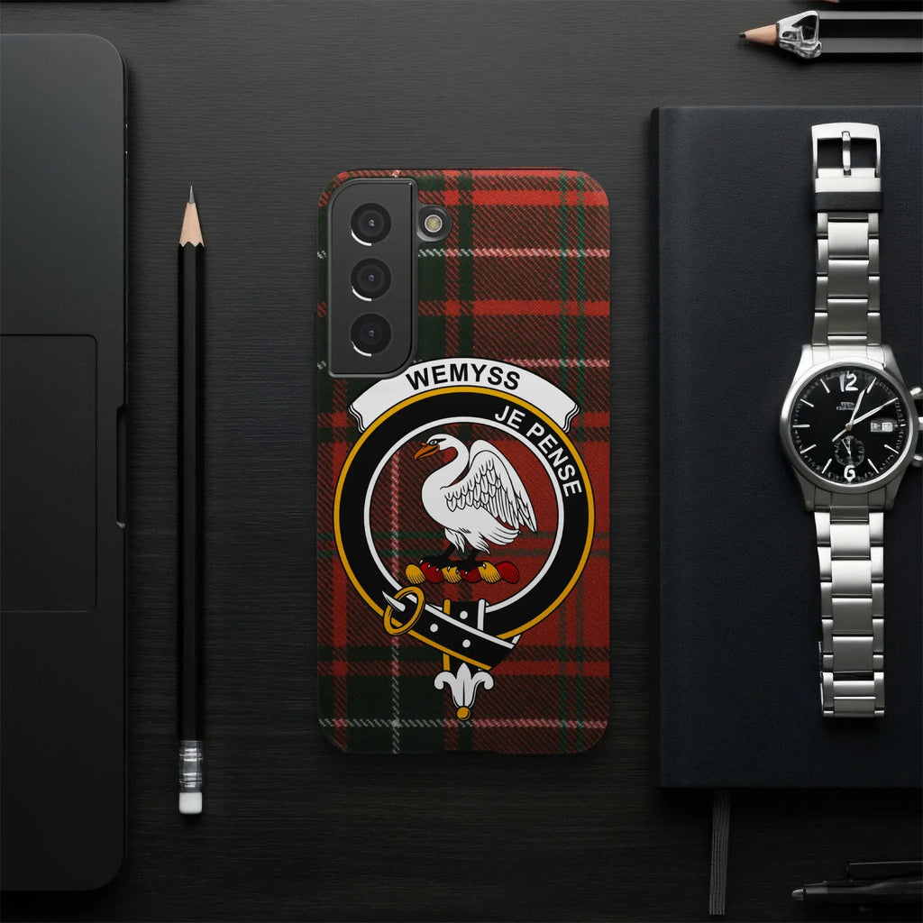Wemyss je pense plaid phone case with swan crest design — Samsung variant