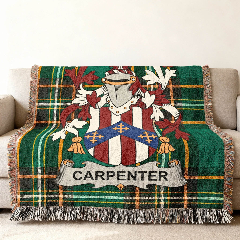 Carpenter Coat Arms Green Plaid Fringe Blanket product type