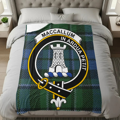 MacCallum Tartan Throw Blanket with Crest Design product