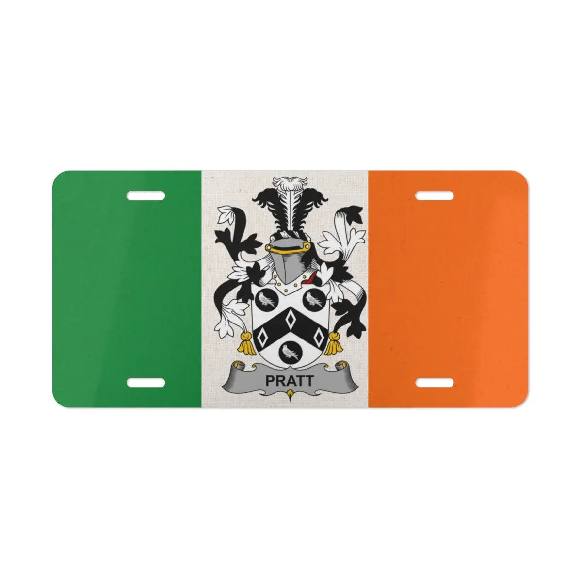 Irish Flag with Family Crest License Plate product type