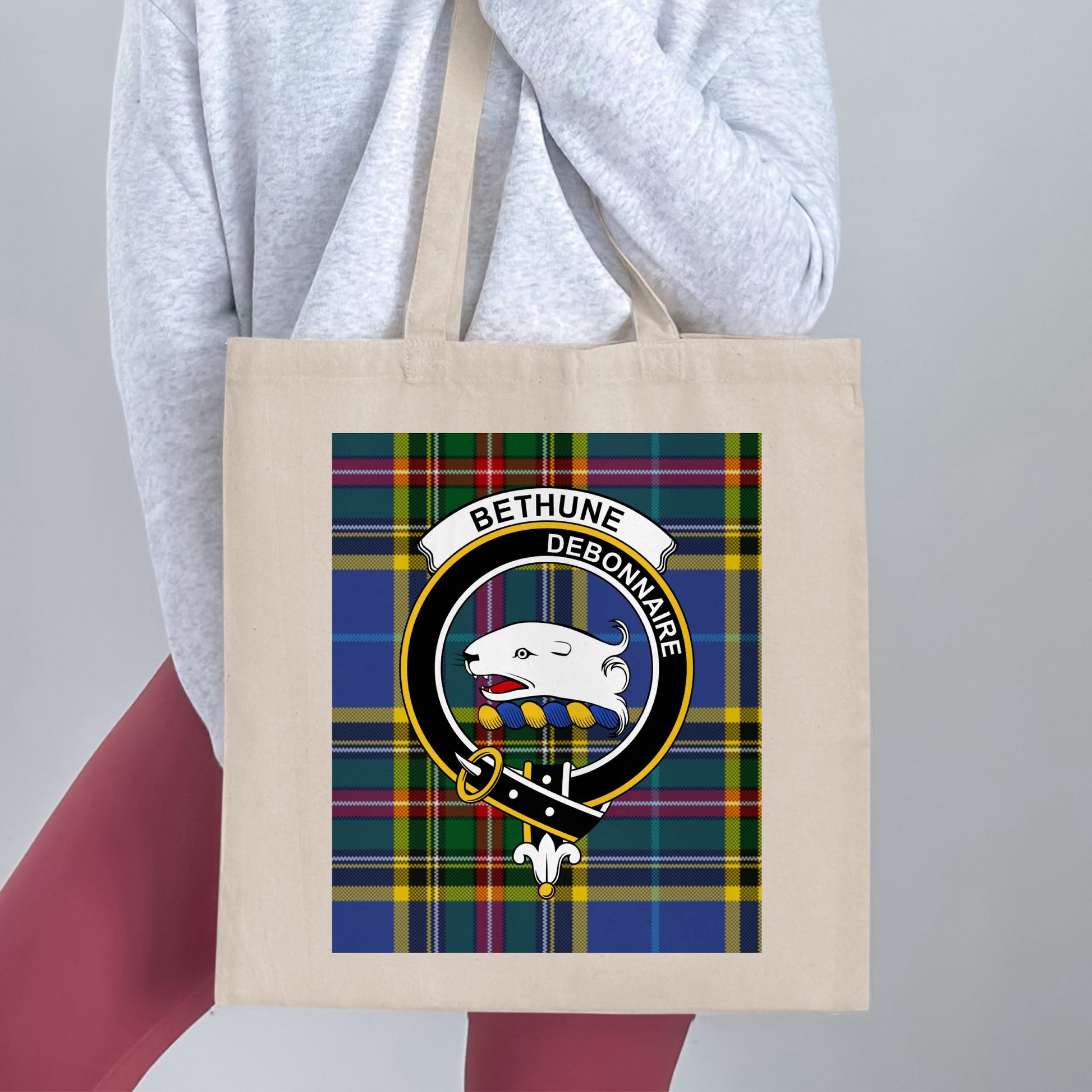 Bethune Clan Crest Scottish Tartan Tote Bag - Living Stone Gifts