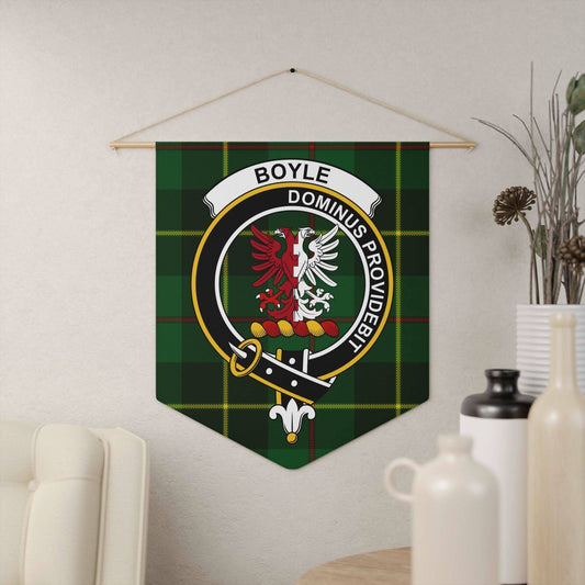 Boyle Dominus Providebit Crest and Tartan Wall Pennant - Celtic Ancestry Gifts