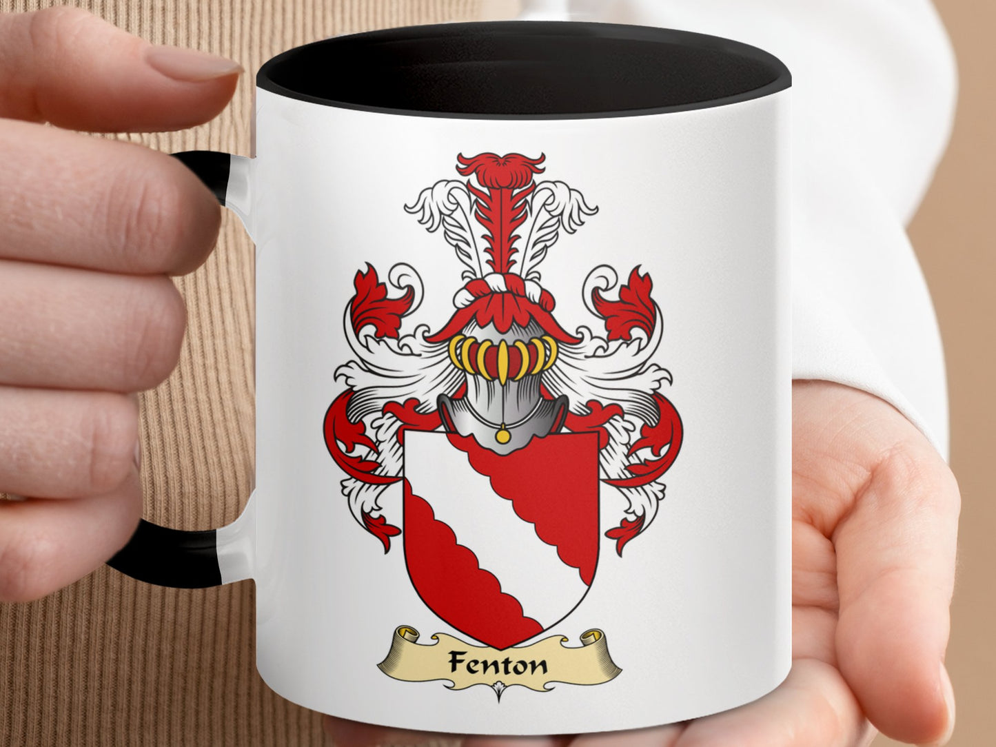 Clan Fenton Scottish coat of arms accent coffee mug - Living Stone Gifts