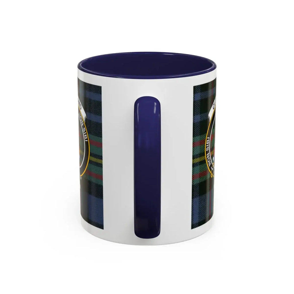 Clelland clan crest mug shown in 11 oz and 15 oz sizes