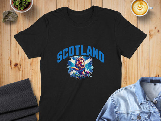 Scotland Lion Graphic with Thistle Design T-Shirt - Living Stone Gifts