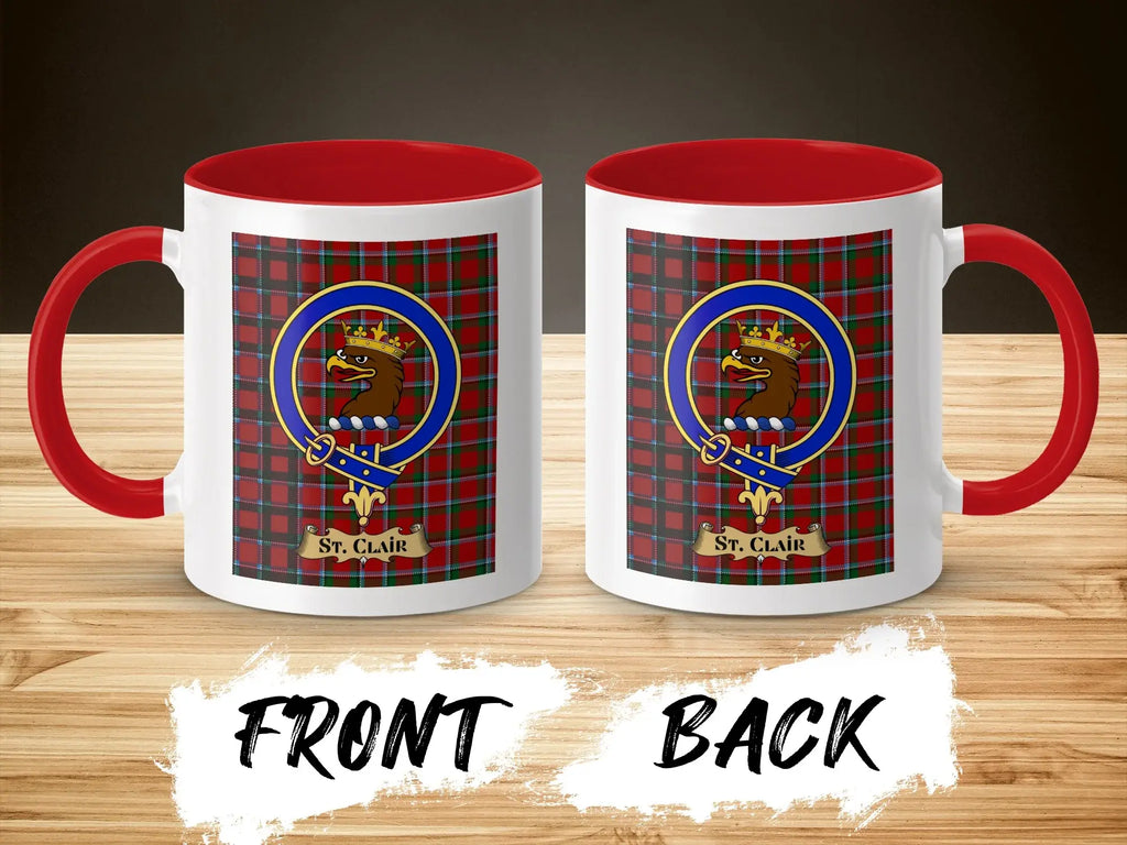 St. Clair Crest Tartan Plaid Mug Detailed Design Mug