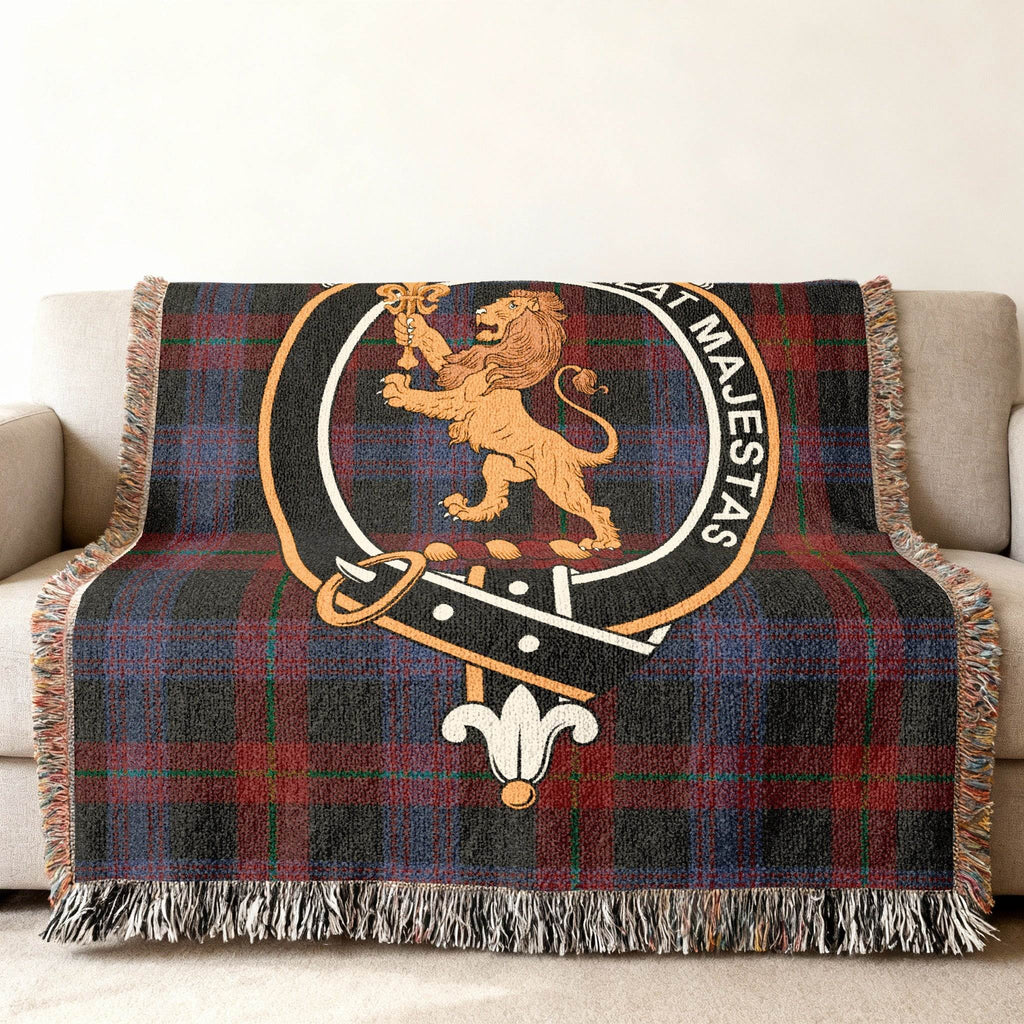 Majestic Lion Crest Blanket With Tartan Design