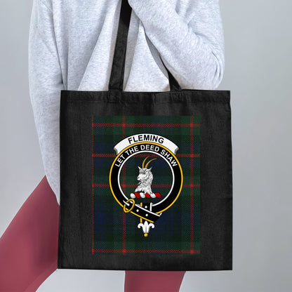 Fleming let the deed shaw tartan crest tote bag - Living Stone Gifts