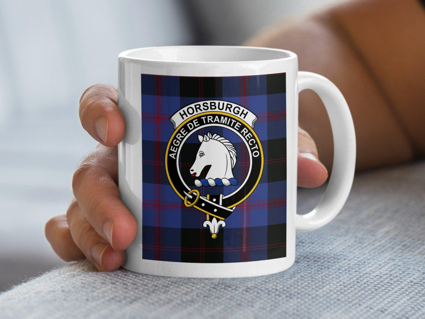 Horsburgh Clan Tartan Crest Plaid Pattern Coffee Mug - Living Stone Gifts