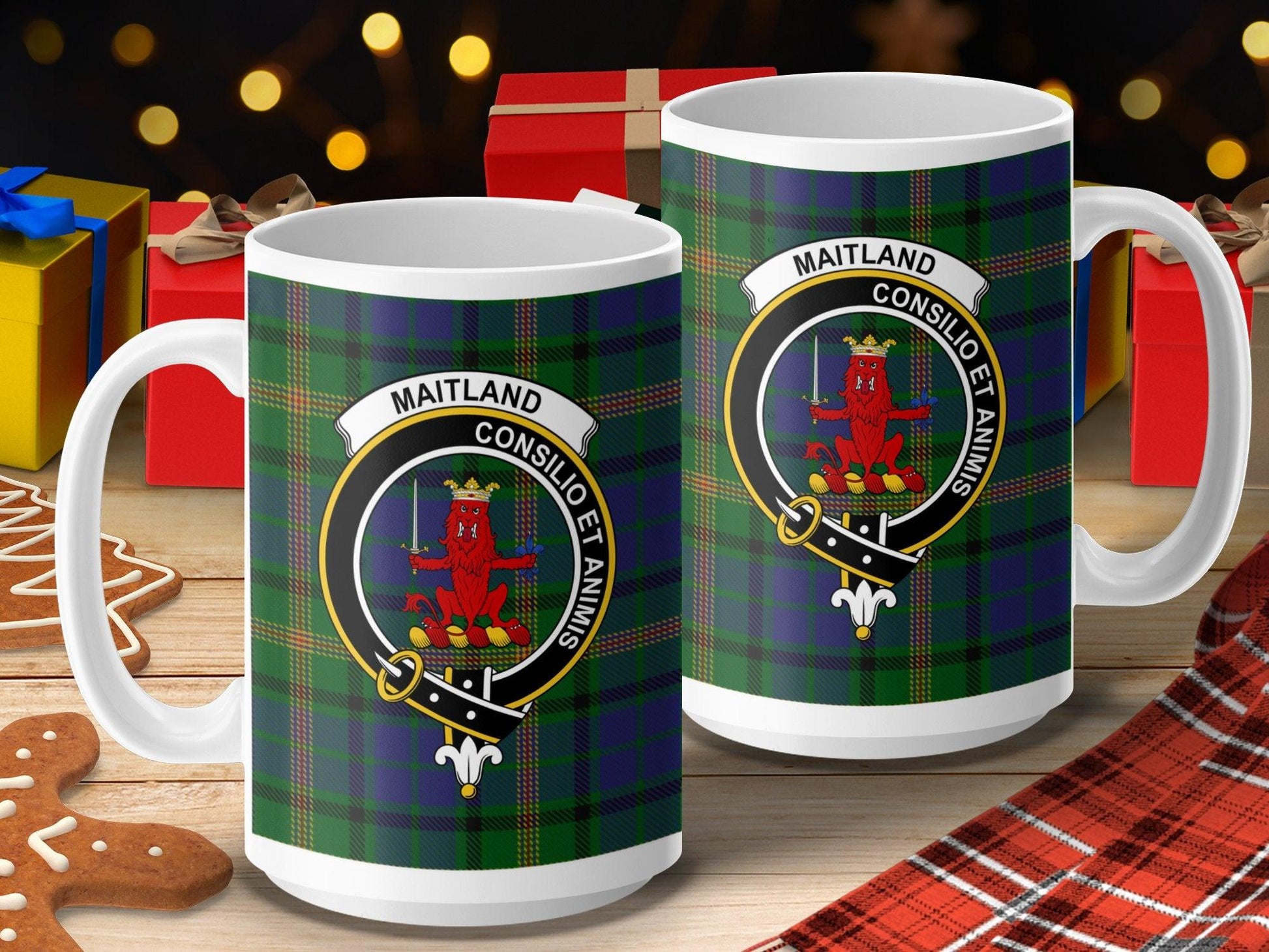 Maitland Clan Crest Tartan Mug with Traditional Design - Living Stone Gifts