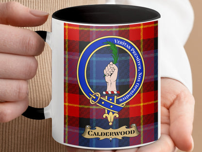 Clan Calderwood Scottish Tartan Crest Mug - Living Stone Gifts