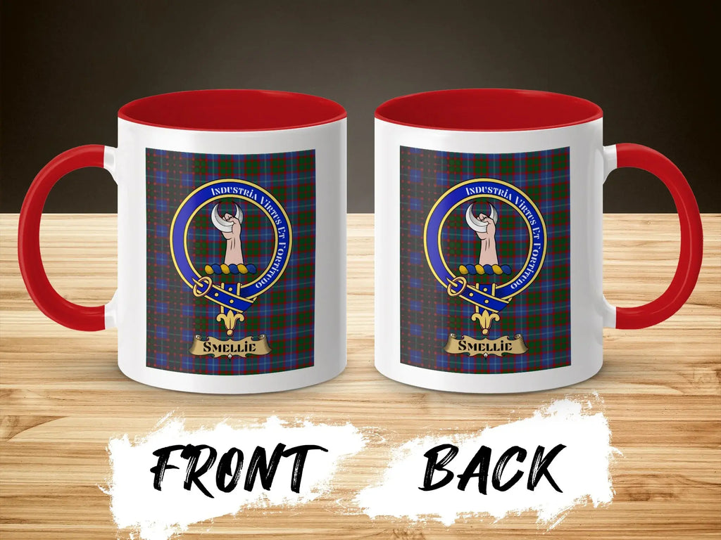 Smellie Tartan Clan Crest Industra Virtus Et Fortitudo Mug