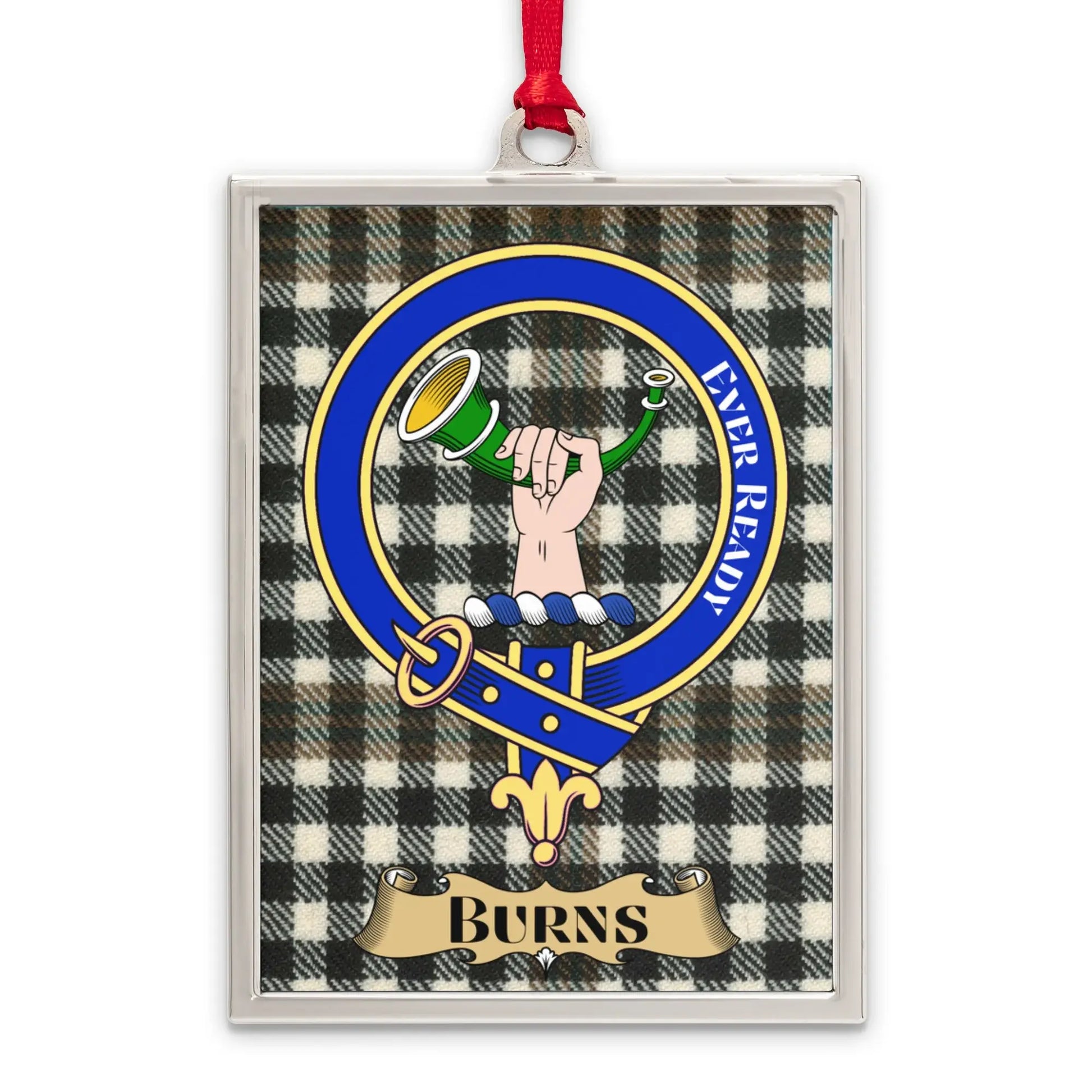 Tartan Clan Crest Badge with Burns Design Ornament
