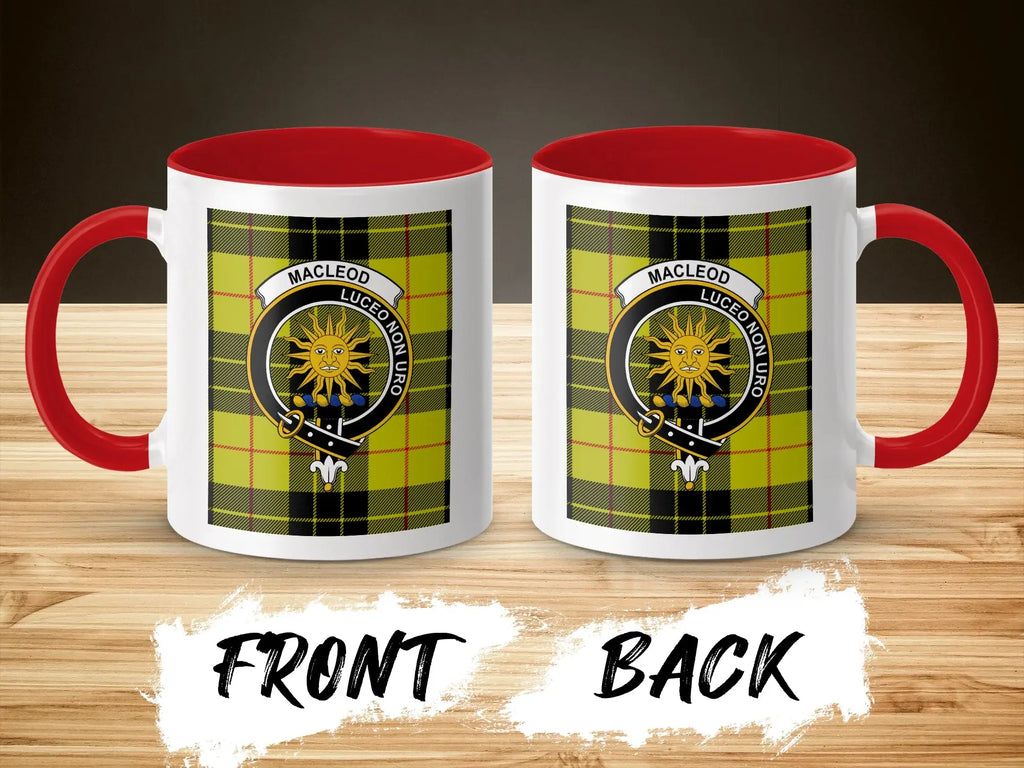 MacLeod of Lewis clan tartan patterned mug front and back view — 11oz and 15oz glossy ceramic