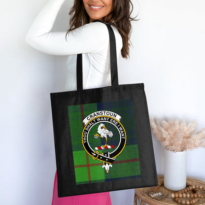 Cranstoun Clan Scottish Tartan Crest Tote Bag - Living Stone Gifts