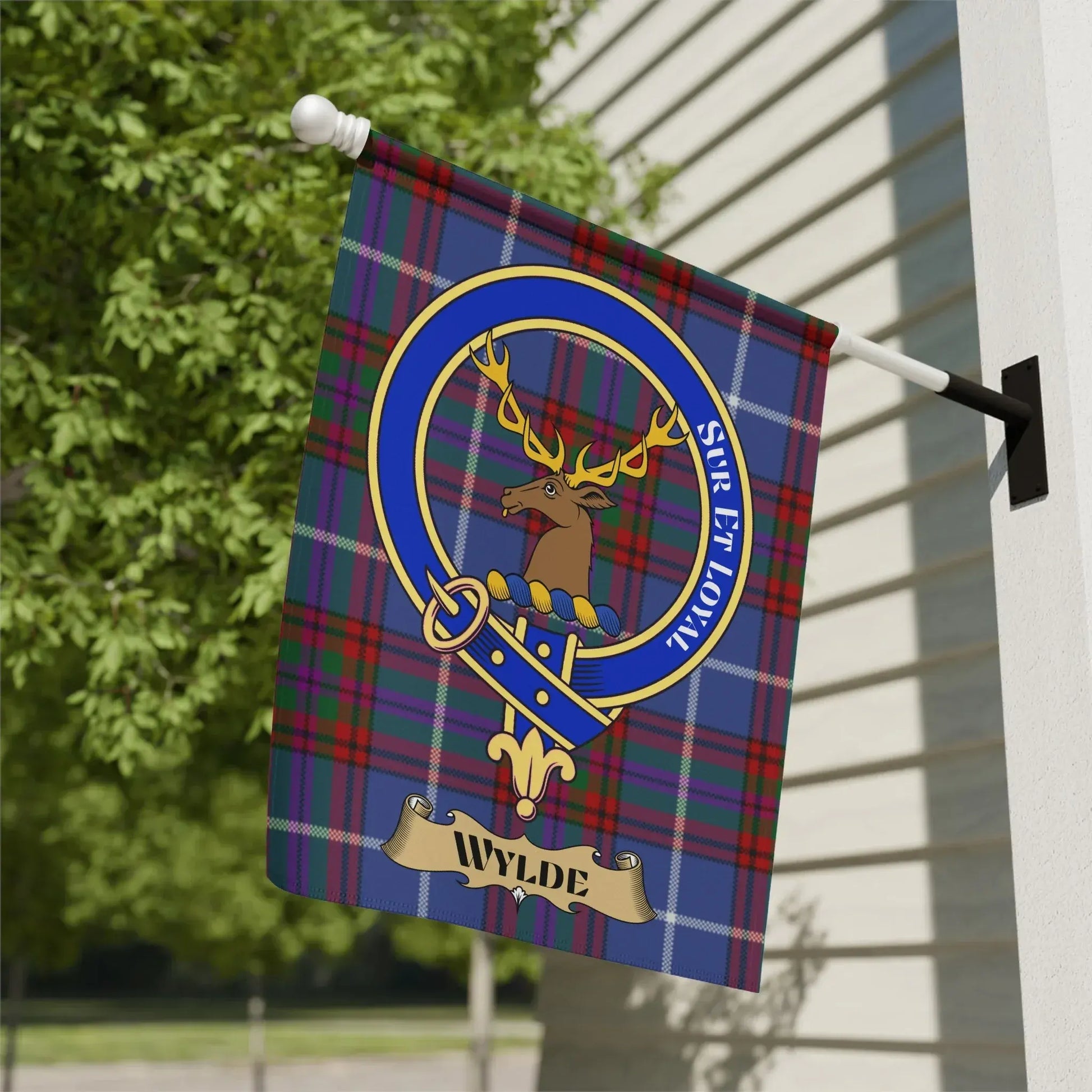 Scottish Wylde Clan Crest Plaid Outdoor Decor Flag product