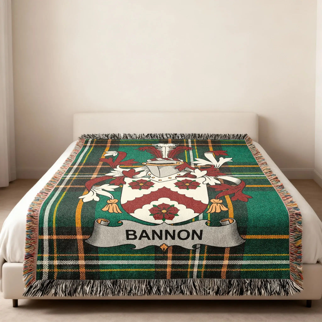 Bannon Family Crest Green Plaid Throw product type