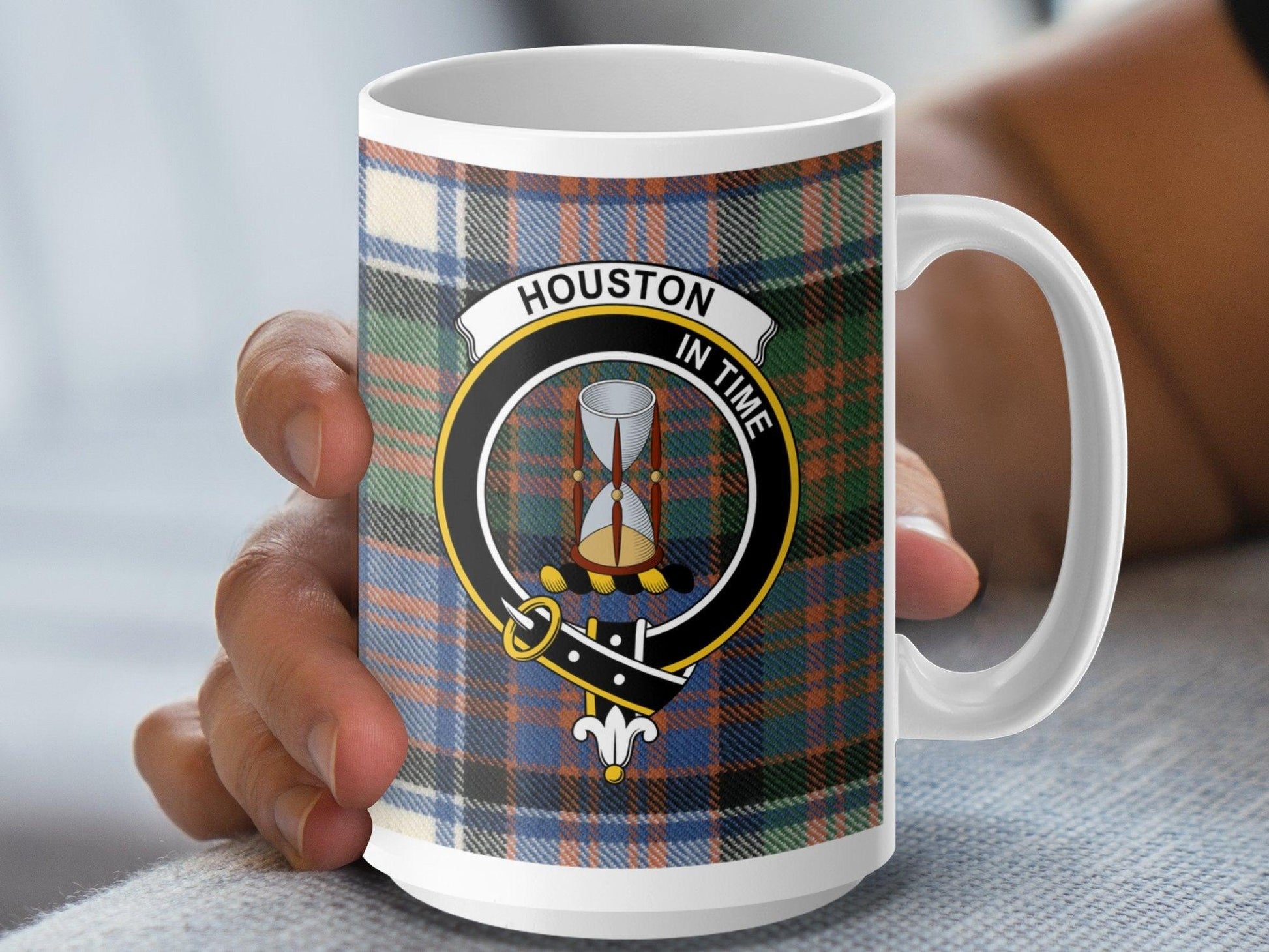 Houston In Time Crest Plaid Tartan Clan Scottish Mug - Living Stone Gifts