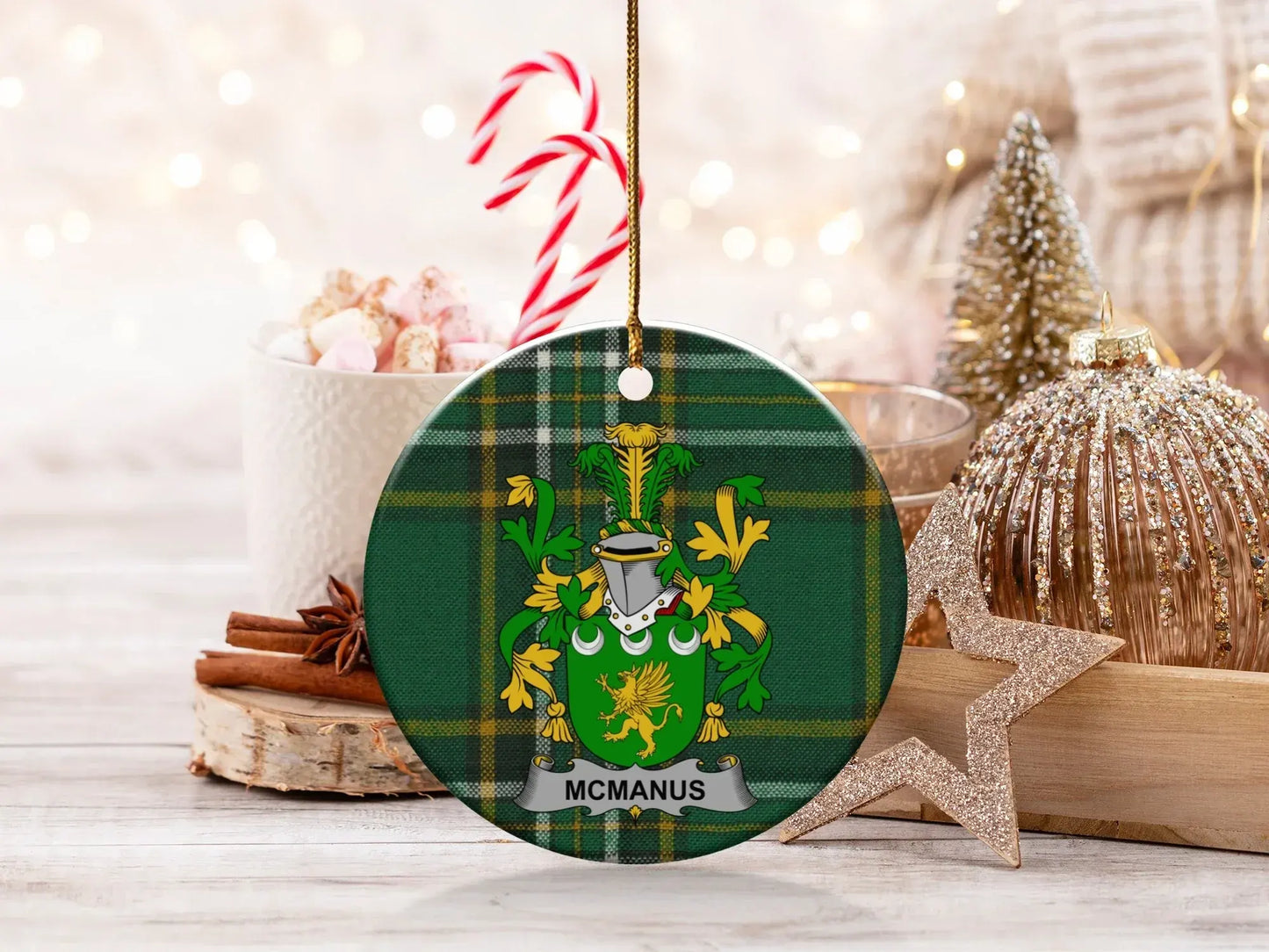 McManus Family Crest Scottish Tartan Ornament product