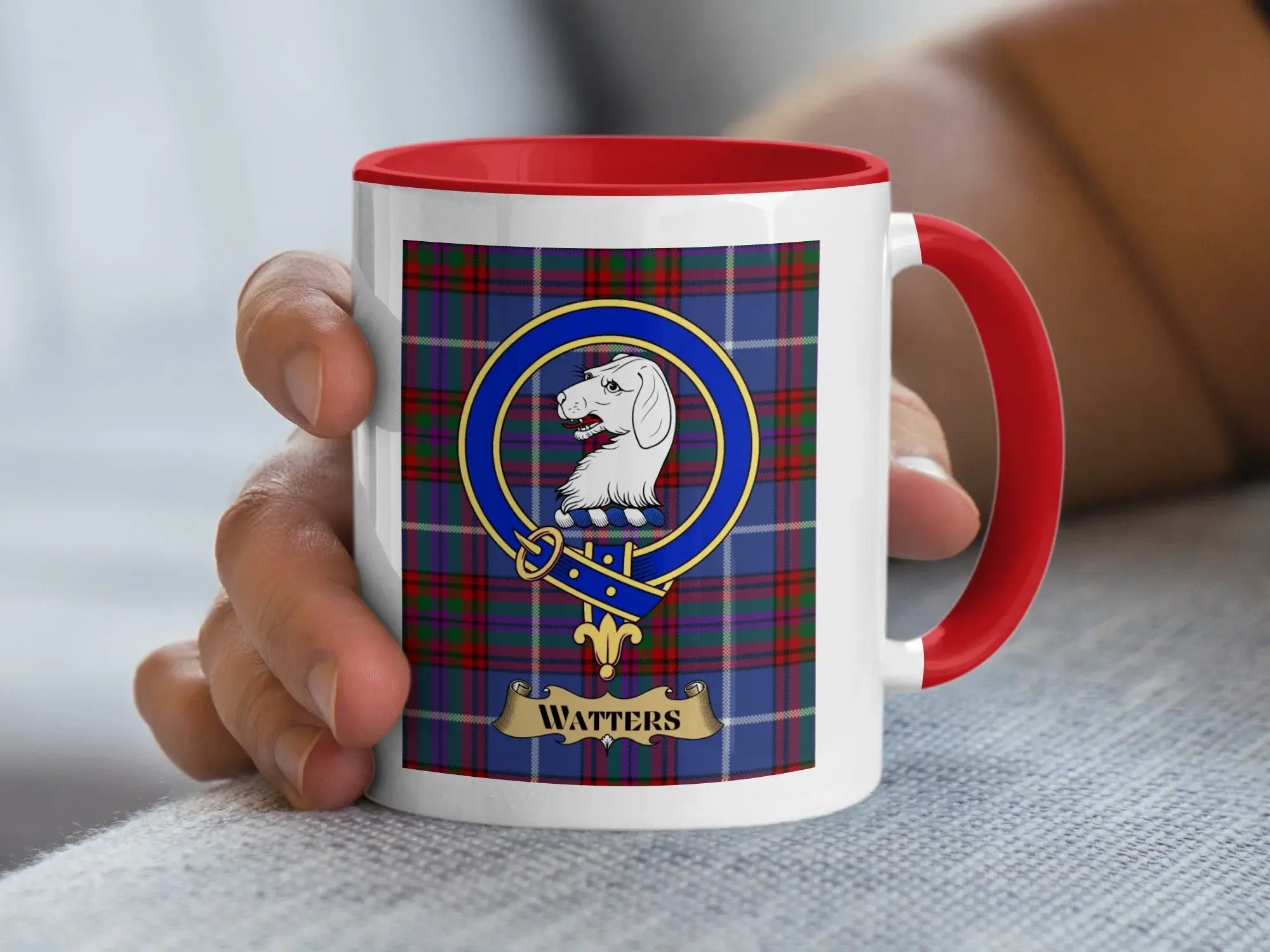 Watters family crest ceramic mug for everyday coffee and tea