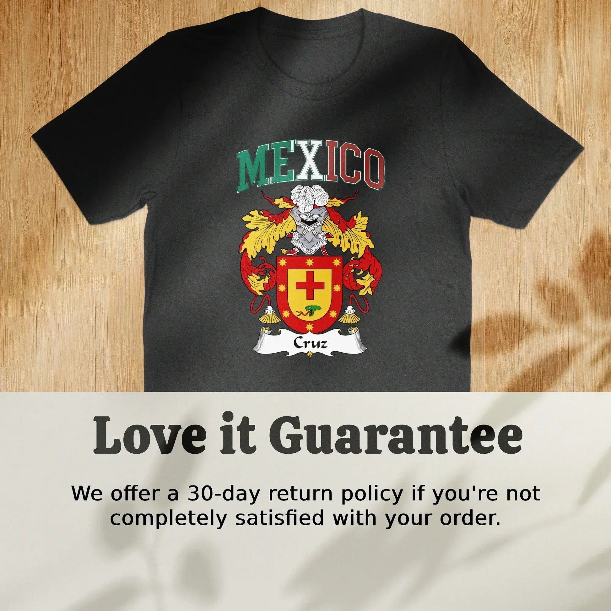 Mexico Cruz Family Coat of Arms Black T-Shirt product