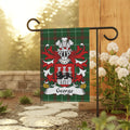 Scottish tartan flag with George surname coat of arms and crest.