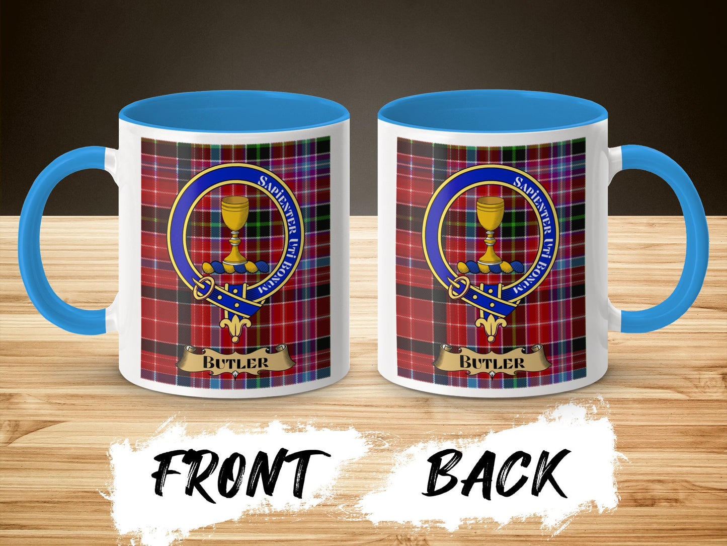 Clan Butler Personalized Plaid Tartan Pattern Mug - Living Stone Gifts