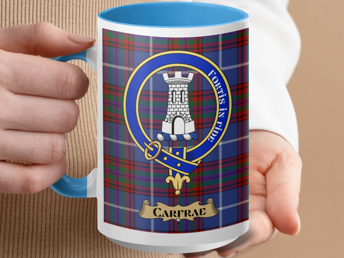 Louis In Armis Clan Carfrae Scottish Tartan Mug - Living Stone Gifts