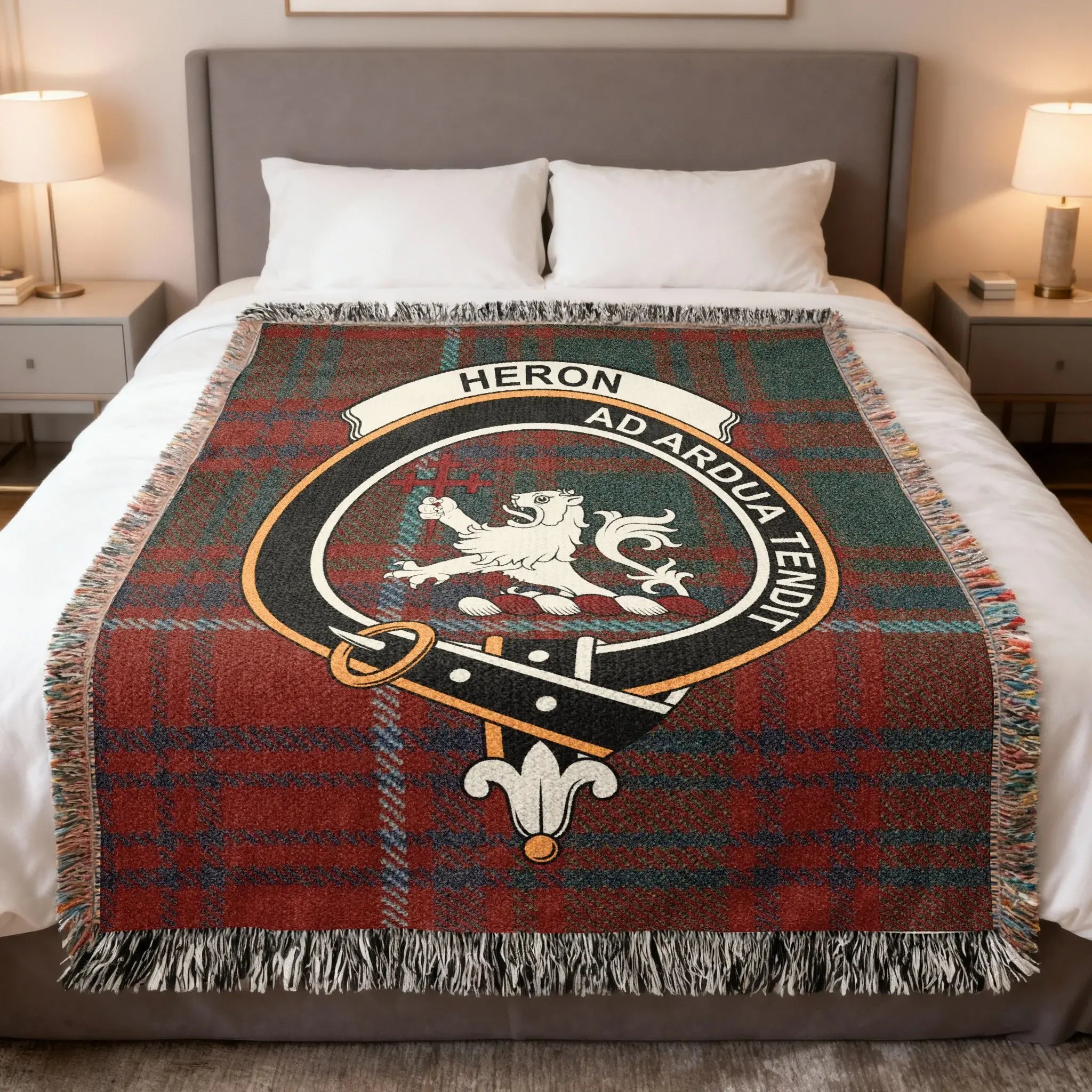 Heron Ad Ardua Tendit Plaid Blanket with Lion Crest