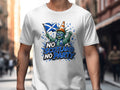 Statue of Liberty with Scottish flag and "NO SCOTLAND NO PARTY" text.