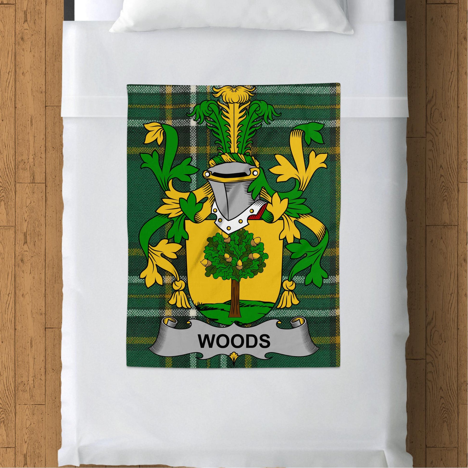 Woods Surname Irish Tartan Throw Blanket - Living Stone Gifts