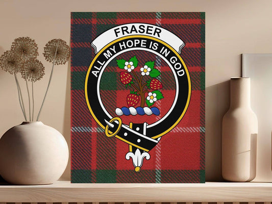 Fraser Scottish Tartan Clan Crest Canvas - Celtic Ancestry Gifts
