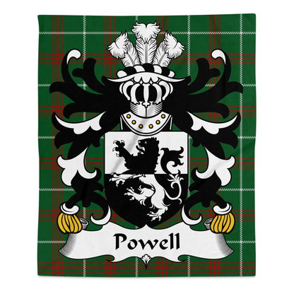 Powell Welsh Surname Coat of Arms Tartan Background Blanket - Living Stone Gifts