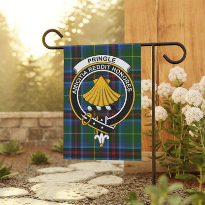 Pringle Clan Scottish Tartan Crest Garden Flag - Celtic Ancestry Gifts