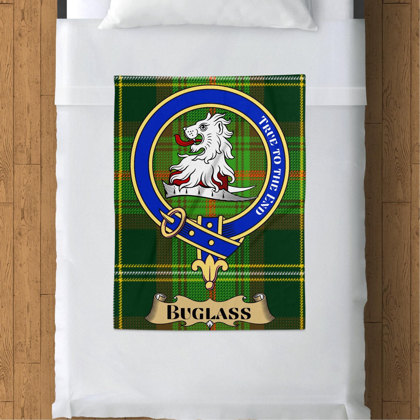 Scottish Clan Buglass Crest Tartan Throw Blanket - Living Stone Gifts