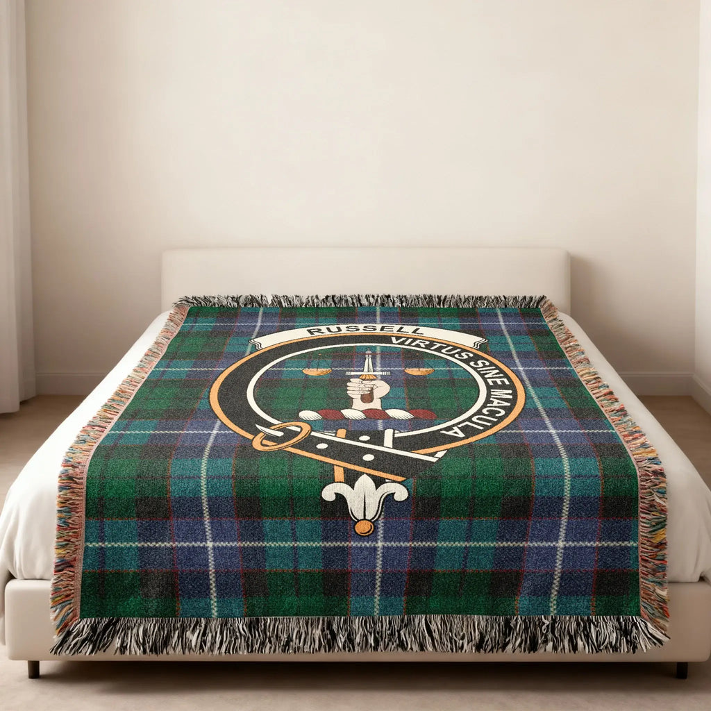 Russell clan tartan woven blanket in multiple sizes — Virtus Sine Macula