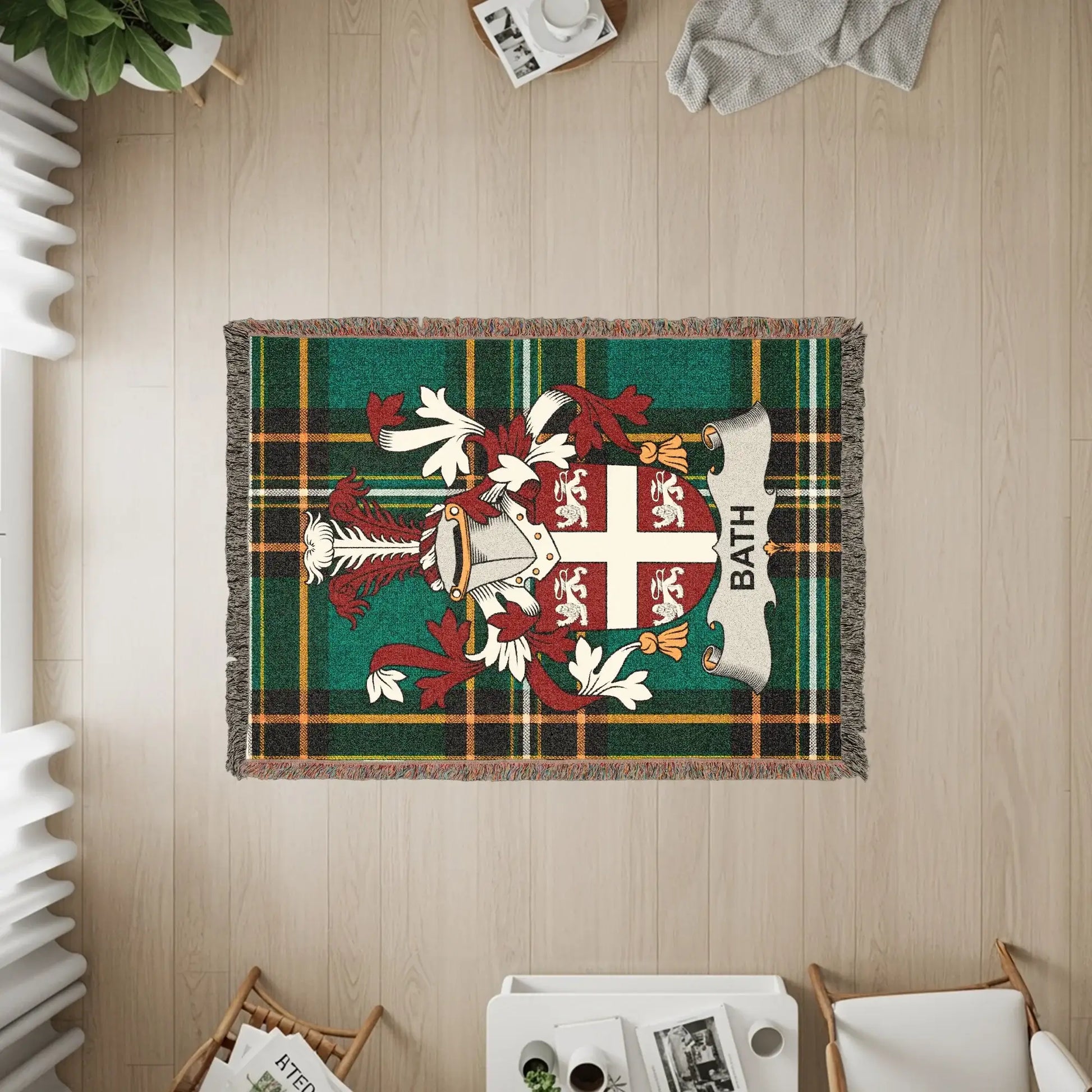 Bath Family Crest Green Plaid Tartan Design product type