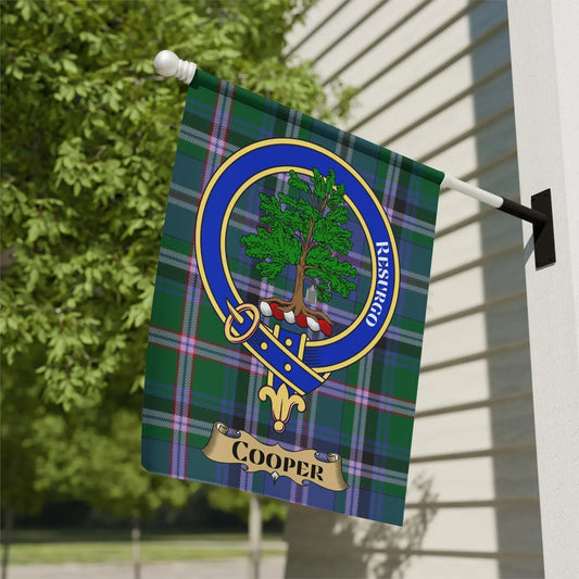 Personalized Cooper Clan Crest Plaid Garden Flag product