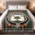 MacGeraghty Irish National Tartan woven blanket with family crest emblem