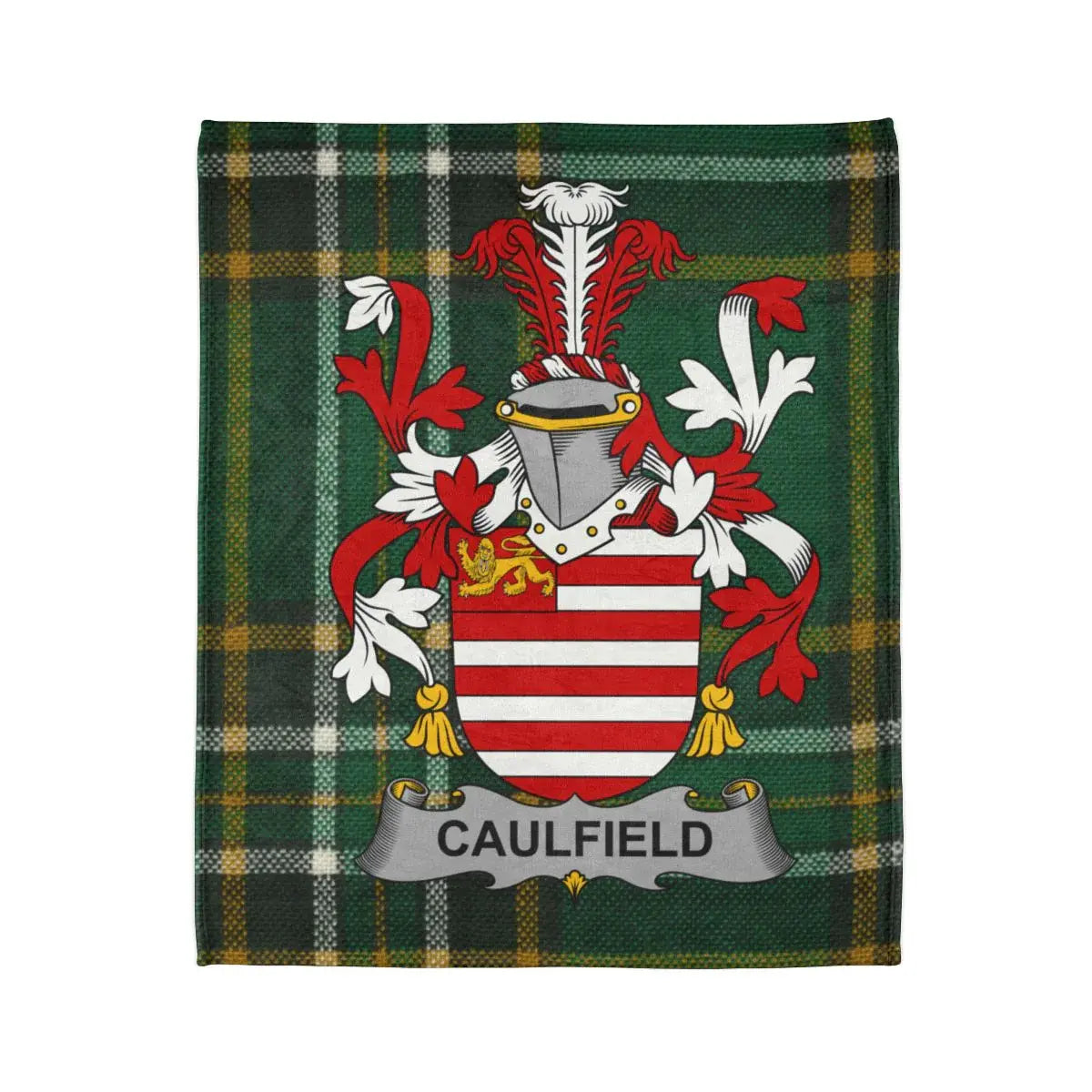 Caulfield Family Crest On Green Plaid Blanket product