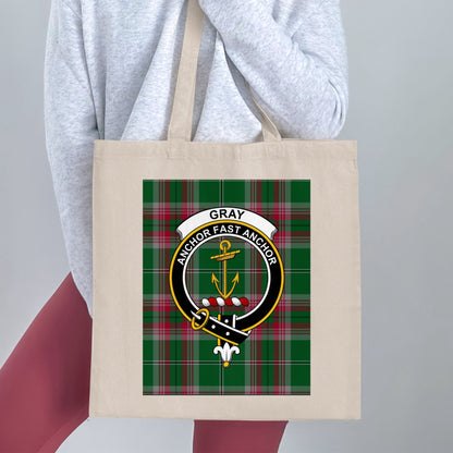 Gray anchor fast anchor scottish tartan tote bag - Living Stone Gifts