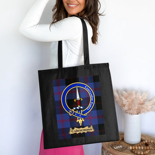 Cairncross Clan Crest Tartan Pattern Tote Bag - Living Stone Gifts