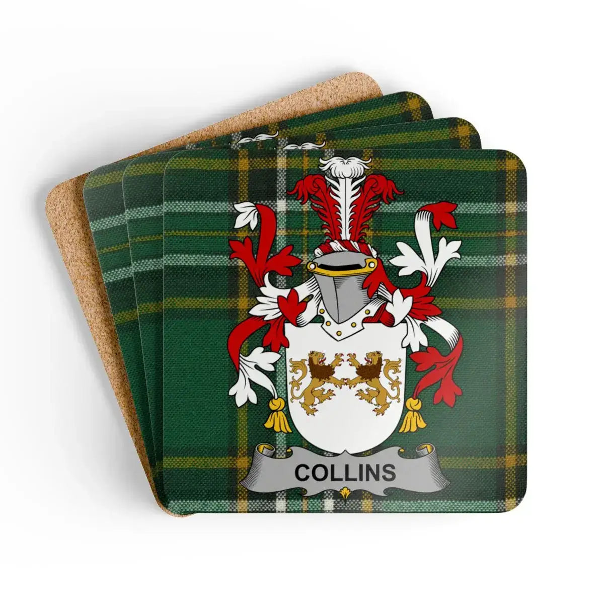 Family Heritage Crest Plaid Coaster Set product