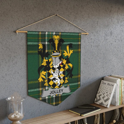 Family Crest on Plaid Tapestry Wall Hanging product