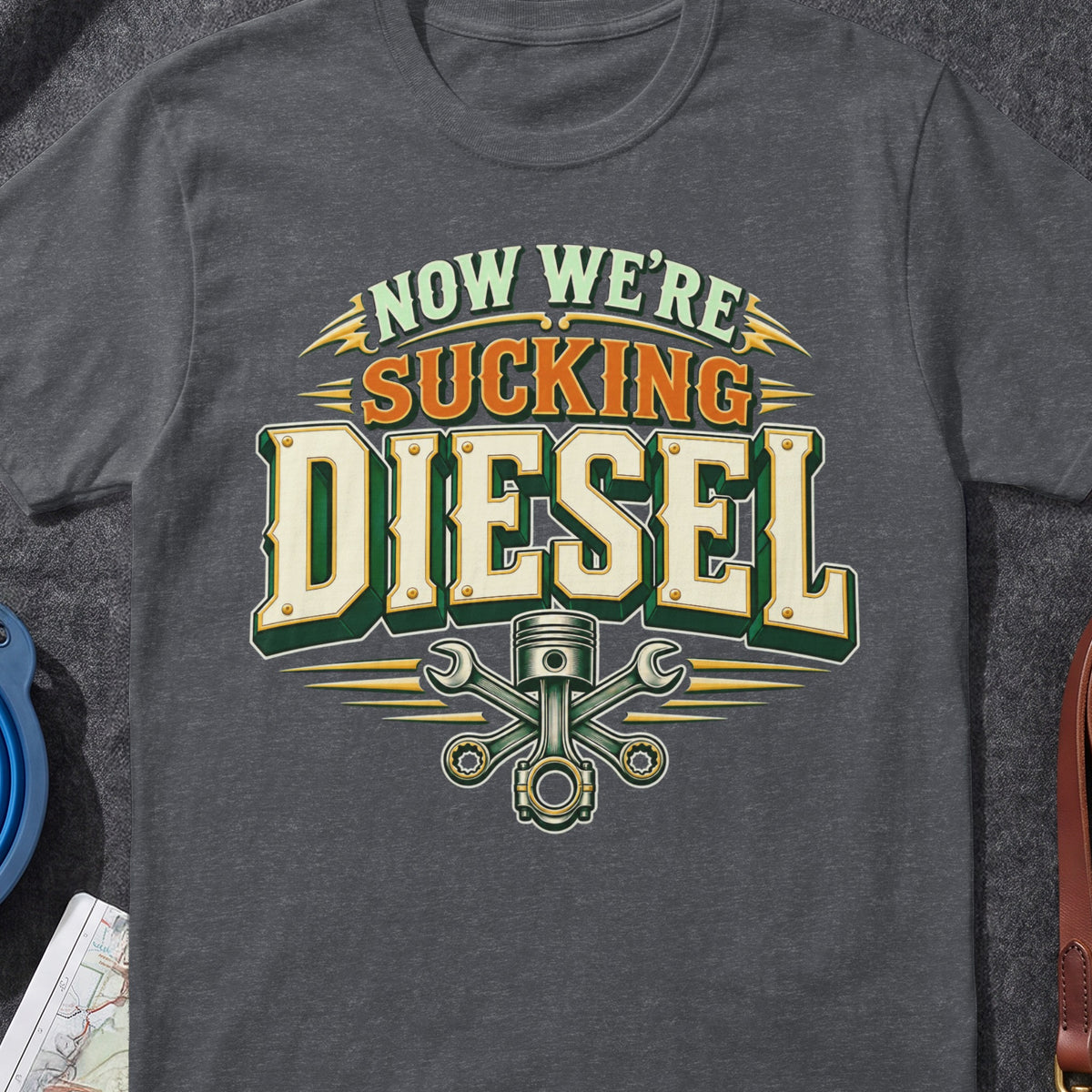Now We're Sucking Diesel Irish graphic T-shirt in Dark Heather Grey