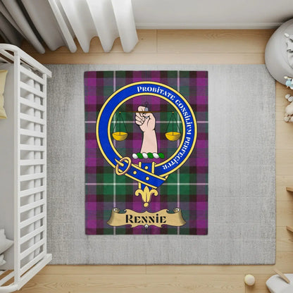 Scottish Clan Rennie Tartan Crest Design Rug product