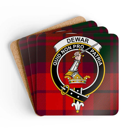 Clan Dewar Tartan Crest Square Coaster Set product type