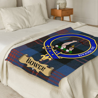 Scottish Clan Bower Crest Tartan Throw Blanket - Living Stone Gifts